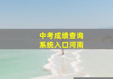 中考成绩查询系统入口河南