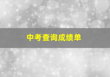 中考查询成绩单