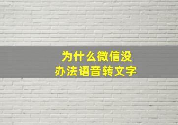 为什么微信没办法语音转文字