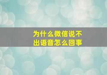 为什么微信说不出语音怎么回事