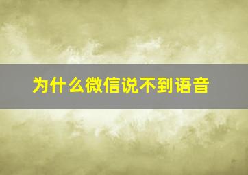 为什么微信说不到语音