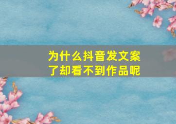 为什么抖音发文案了却看不到作品呢