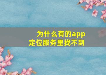 为什么有的app定位服务里找不到