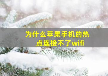 为什么苹果手机的热点连接不了wifi