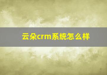 云朵crm系统怎么样