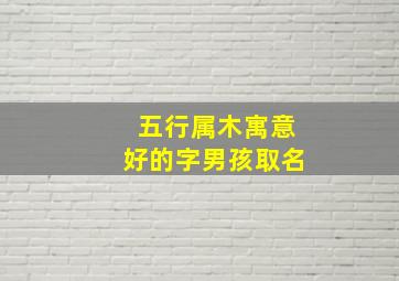 五行属木寓意好的字男孩取名