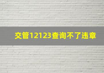 交管12123查询不了违章