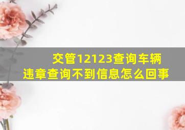 交管12123查询车辆违章查询不到信息怎么回事