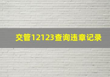 交管12123查询违章记录