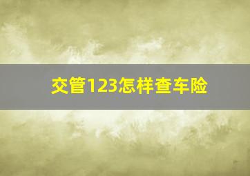 交管123怎样查车险