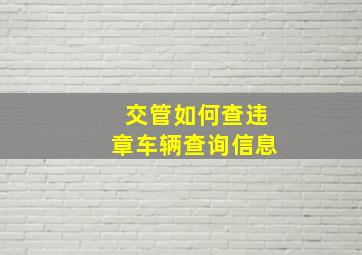 交管如何查违章车辆查询信息