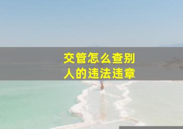 交管怎么查别人的违法违章