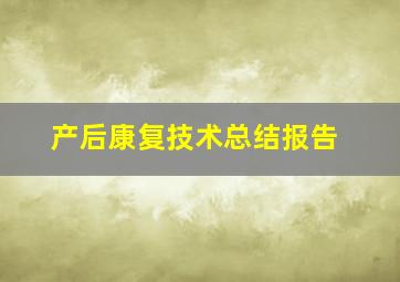 产后康复技术总结报告