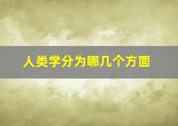 人类学分为哪几个方面