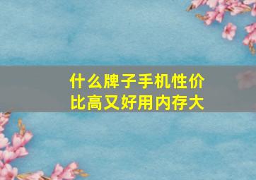 什么牌子手机性价比高又好用内存大