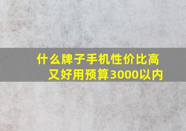 什么牌子手机性价比高又好用预算3000以内