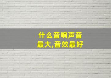 什么音响声音最大,音效最好