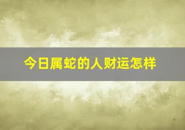 今日属蛇的人财运怎样