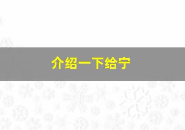 介绍一下给宁