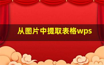 从图片中提取表格wps