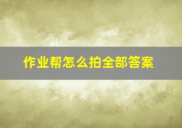 作业帮怎么拍全部答案