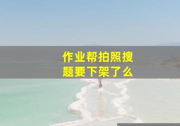 作业帮拍照搜题要下架了么