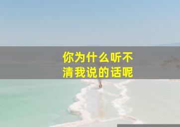 你为什么听不清我说的话呢