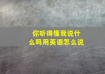 你听得懂我说什么吗用英语怎么说