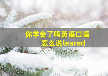 你学会了吗英语口语怎么说leared