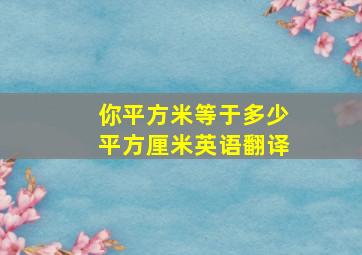 你平方米等于多少平方厘米英语翻译