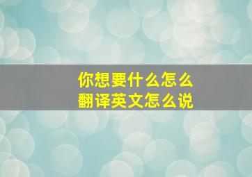 你想要什么怎么翻译英文怎么说