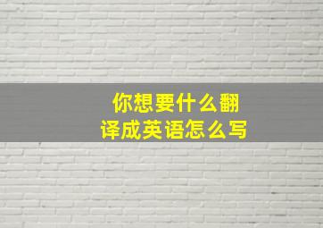 你想要什么翻译成英语怎么写