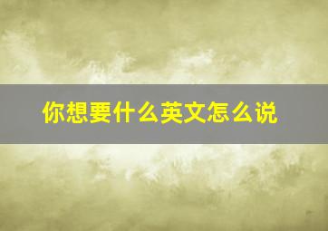 你想要什么英文怎么说