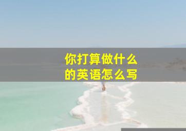 你打算做什么的英语怎么写