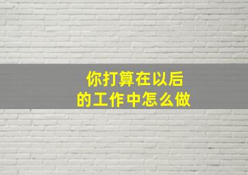 你打算在以后的工作中怎么做