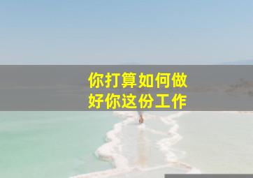 你打算如何做好你这份工作