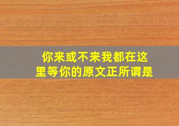 你来或不来我都在这里等你的原文正所谓是