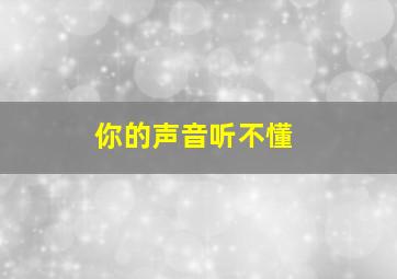 你的声音听不懂