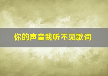 你的声音我听不见歌词