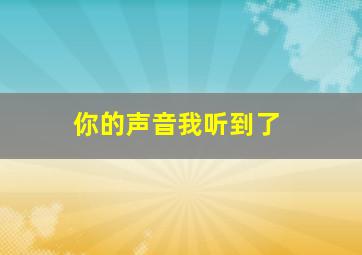 你的声音我听到了