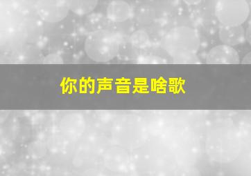 你的声音是啥歌