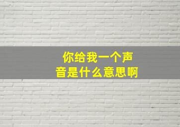 你给我一个声音是什么意思啊