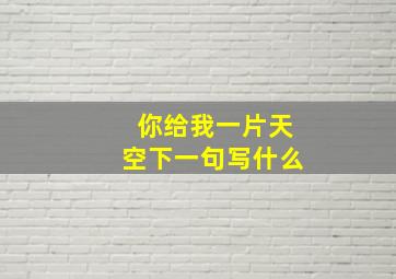 你给我一片天空下一句写什么