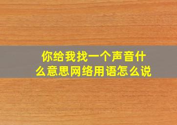 你给我找一个声音什么意思网络用语怎么说