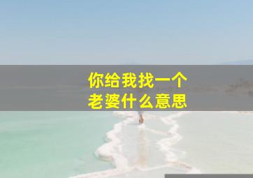 你给我找一个老婆什么意思