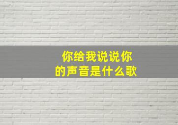 你给我说说你的声音是什么歌