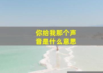 你给我那个声音是什么意思