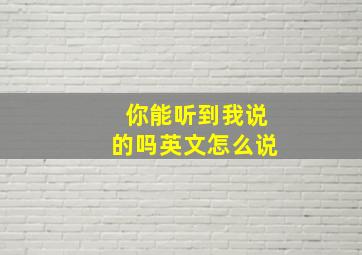 你能听到我说的吗英文怎么说