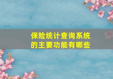 保险统计查询系统的主要功能有哪些