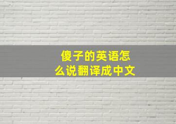 傻子的英语怎么说翻译成中文